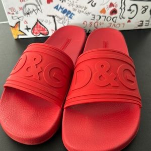 Dolce and Gabbana red slides